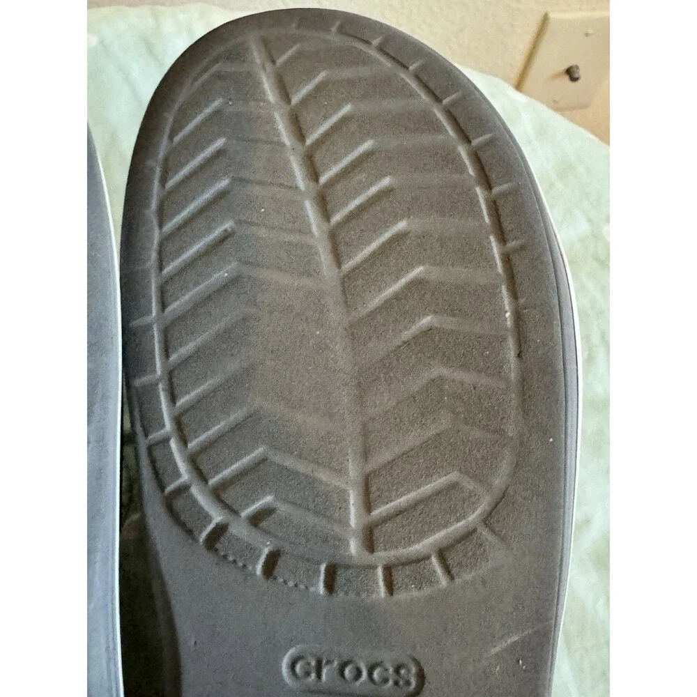 Crocs Gray Slide Slip-On Sandals Logo Synthetic Upper Men’s US Size 8